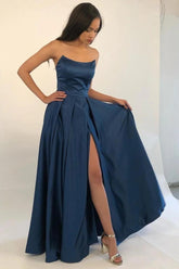 Burgundy Strapless Long Prom Dresses, Simple Formal Evening Dresses